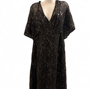 Elegant Black Sheath Dress with sequin overlay